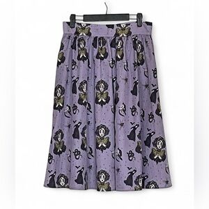 The Oblong Box Shop Gothic Witch  Skirt M Purple Retro Pinup Cats Snakes Bats